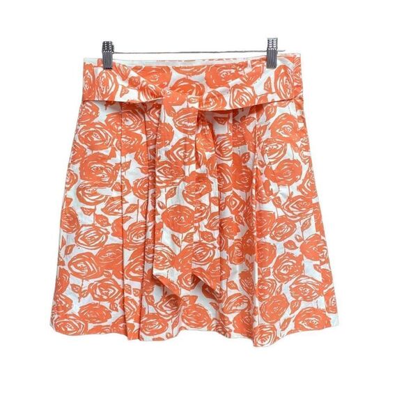 J. Crew Orange Floral Flare Skirt Size 4 - Picture 1 of 5
